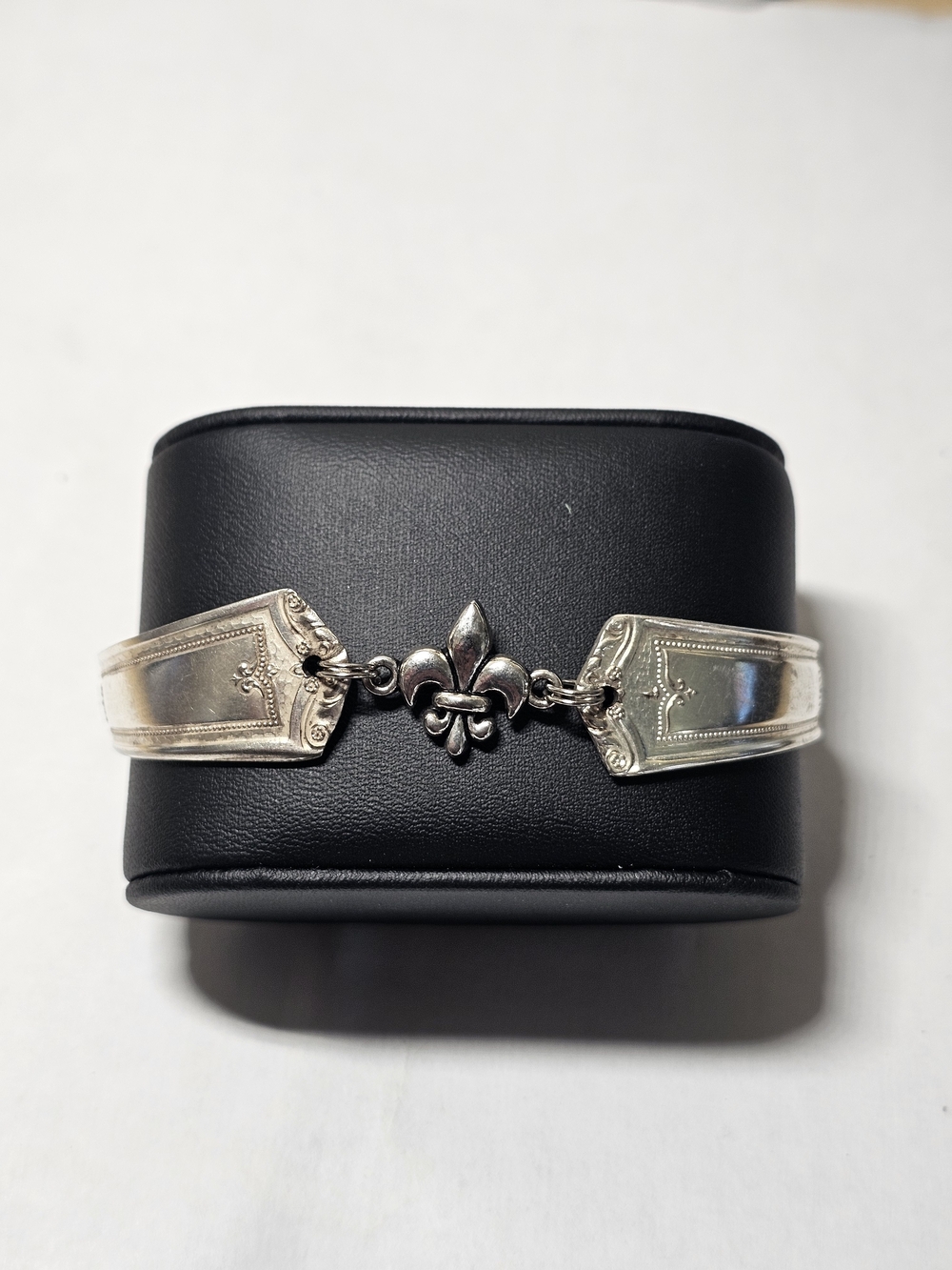 Custom Silver Plated Fleur-de-Lis Spoon Bracelet With Magnetic Clasp